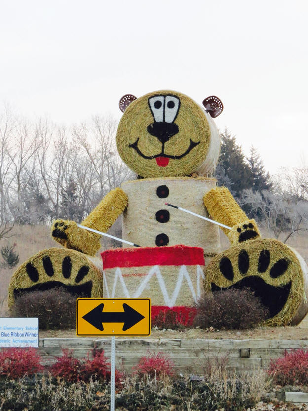 Haybale art - teddy bear