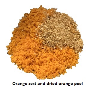 Orange zest and orange peel