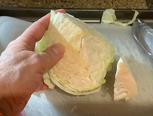 Cabbage cut off the hard parts