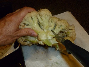 cutting cauliflower 