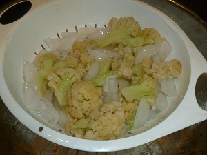 draining cauliflower 