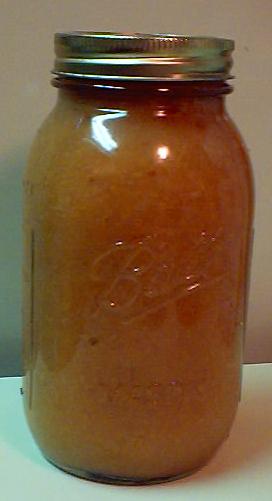 Jar of homemade applesauce