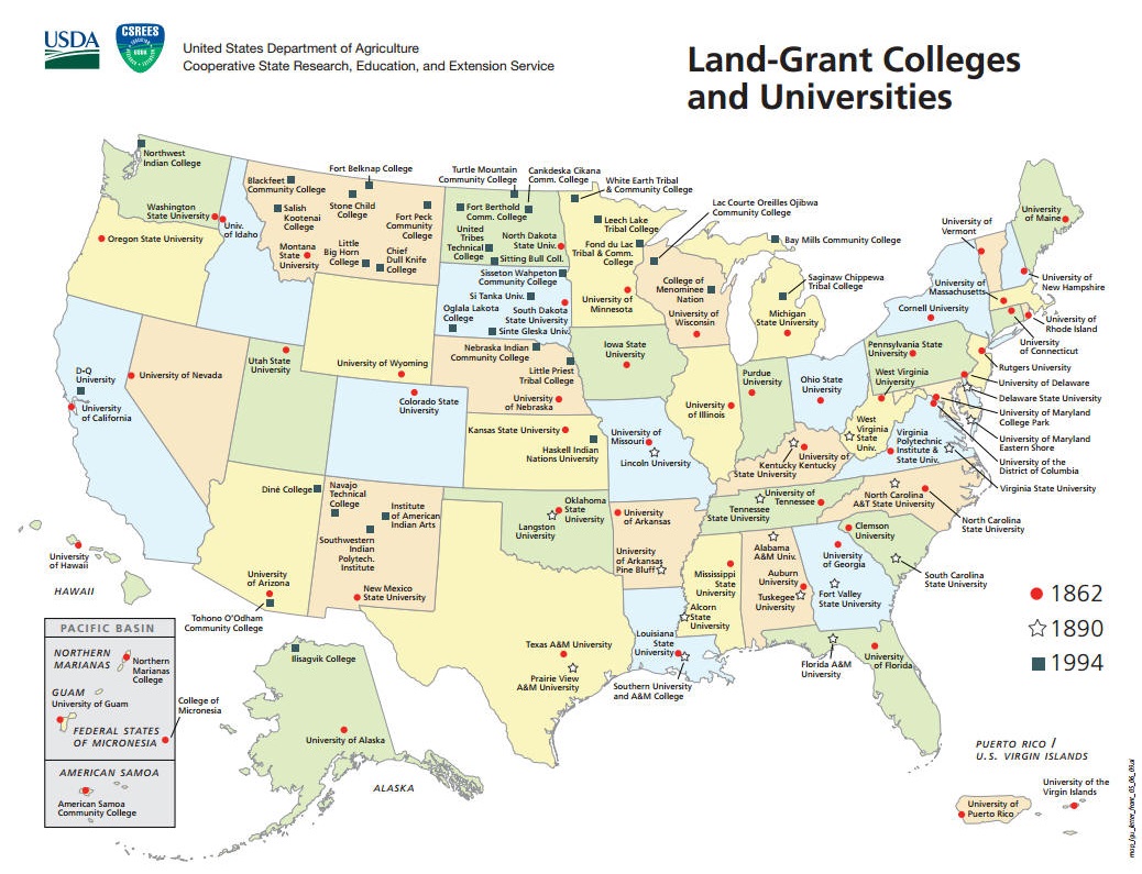 Land Grant Universities map