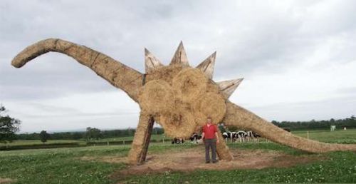 Haybale Art - When farmers get bored, fun hay bale sculptures result!