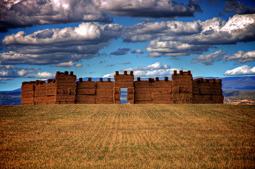 Hay bale fort