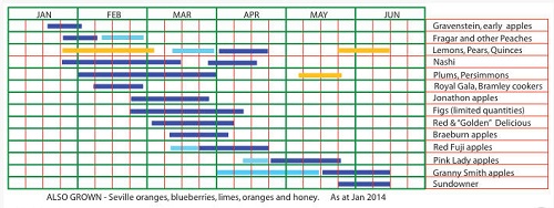 Billpin Springs Orchard Typical Harvest Calendar