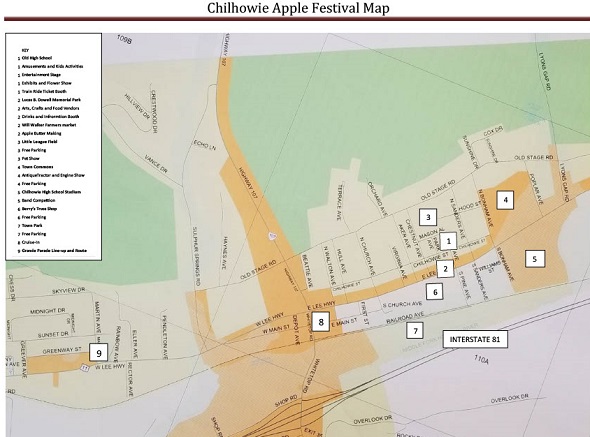 Map of Chilihowie VA apple festival event locations