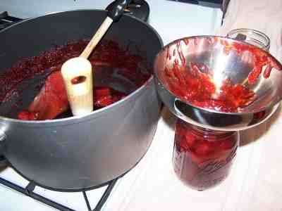 Filling the jam jars