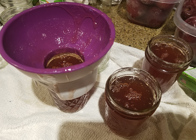 Filling the jars with kudzu jelly