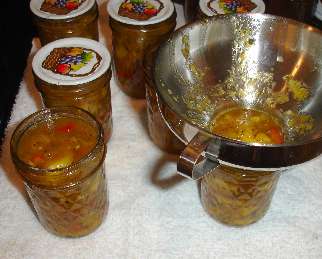 peach salsa: filling the jars
