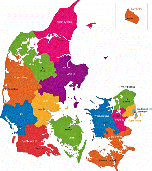 Denmark county map