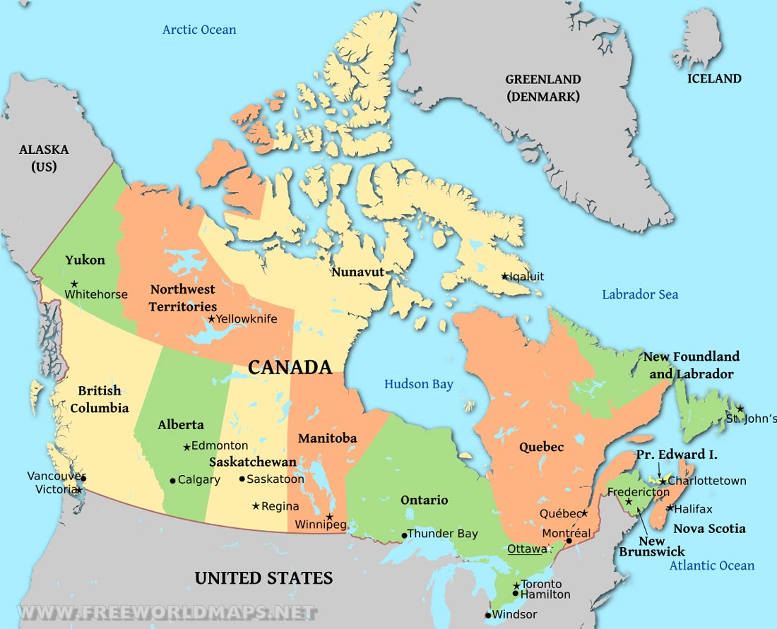 Hei 10 Grunner Til Canada Map Cities Labeled The National Capital