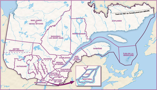 Quebec regions map