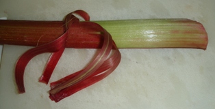 peeled rhubarb