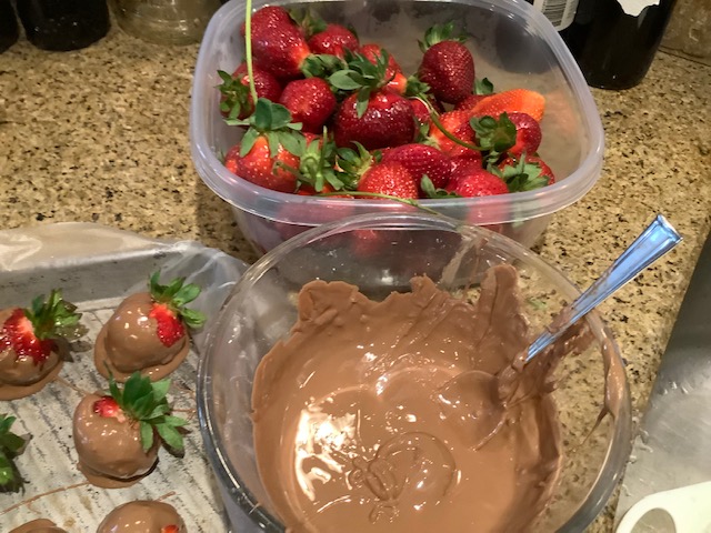 Making chocolate covered strawberries